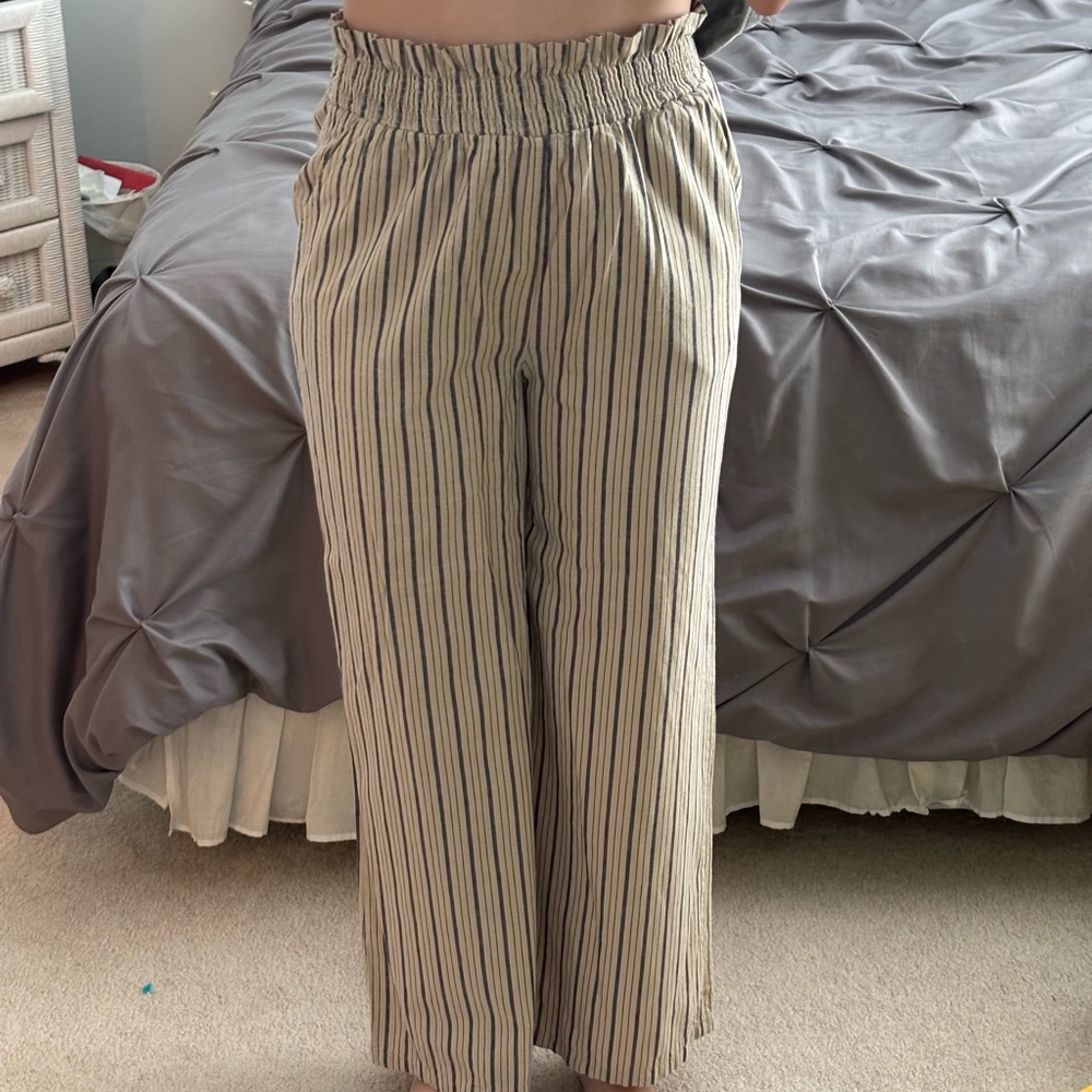 Altar'd State Navy and Beige Striped Pants